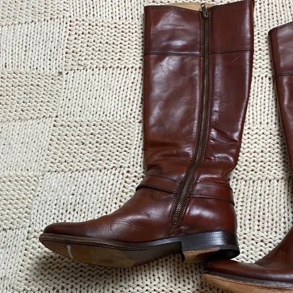 Frye Melissa Harness Extended Leather Calf Tall Riding Boots Brown Size 9.5B - Picture 4 of 11